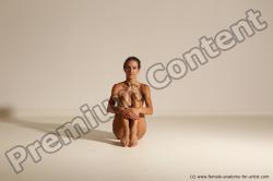 Nude Gymnastic poses Woman White Moving poses Slim long brown Dynamic poses Pinup